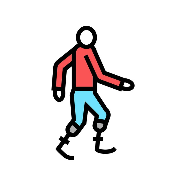 Людина Ногами Протез Кольоровий Значок Вектор Людина Знаком Протезування Ніг — стоковий вектор
