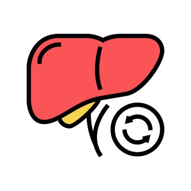 Karaciğer nakli renk ikonu vektörü. Karaciğer nakli işareti. izole edilmiş sembol çizimi