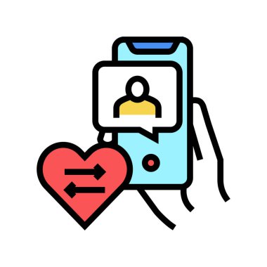 bağış adayı telefon mesajı renk ikonu vektörü. Donör aday telefon mesajı işareti. izole edilmiş sembol çizimi