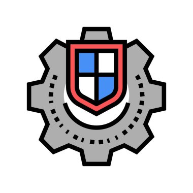 Mekanizma koruması renk ikonu vektörü. Mekanizma koruma işareti. izole edilmiş sembol çizimi