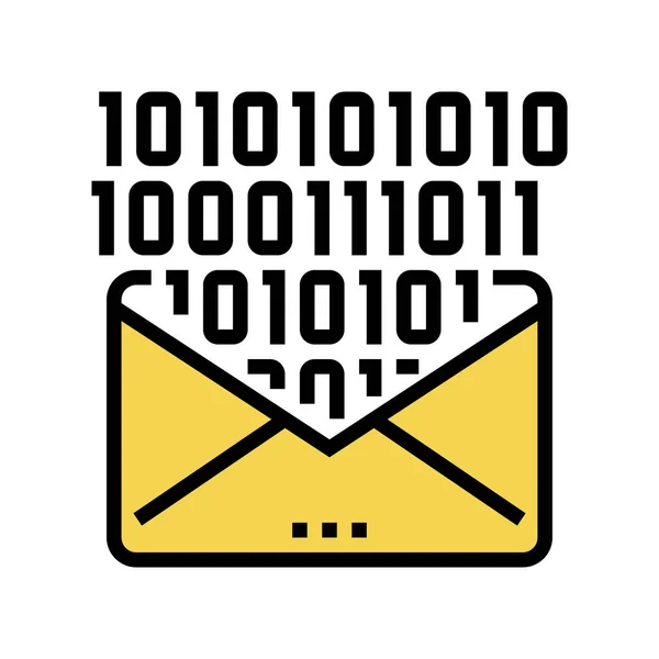 Mensagem Mail Com Vetor Ícone Cor Código Binário Mensagem Mail —  Vetores de Stock