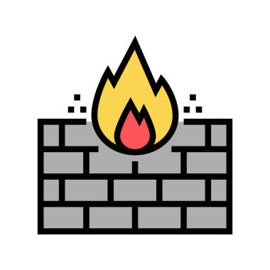 Güvenlik duvarı renk ikonu vektörü. Güvenlik duvarı işareti. izole edilmiş sembol çizimi