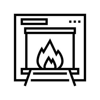 Çöp makinesi çizgi ikon vektörünü yakmak. Yanan çöp makinesi işareti. izole edilmiş çizgi simgesi siyah illüstrasyon