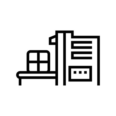 Atık makinesi çizgi ikon vektörü sınıflandırılıyor. Atık makinesini ayırıyorum. izole edilmiş çizgi simgesi siyah illüstrasyon