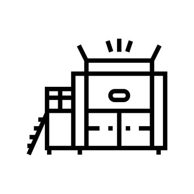 Atık fabrikası makine hattı ikon vektörü. Atık fabrikası işareti. izole edilmiş çizgi simgesi siyah illüstrasyon