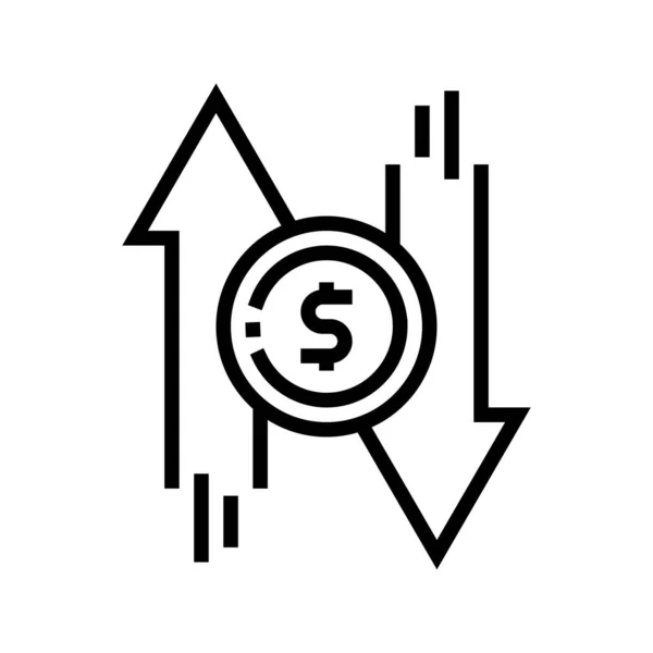 Geld Wisselen Lijn Pictogram Vector Geld Wisselen Geïsoleerde Contour Symbool — Stockvector