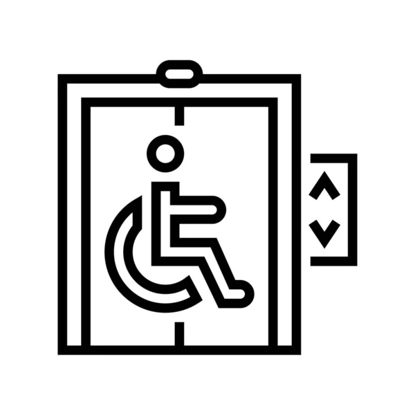 Elevator Disabled Line Icon Vector Elevator Disabled Sign Isolated Contour — Stock Vector