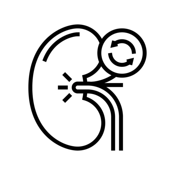 腎臓移植線アイコンベクター 腎臓移植のサインだ 隔離された輪郭シンボルブラックイラスト — ストックベクタ