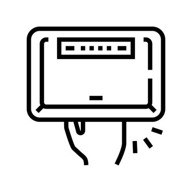 Manikür ultraviyole lamba cihaz hattı ikon vektörü. Manikür ultraviyole lamba işareti. izole edilmiş çizgi simgesi siyah illüstrasyon