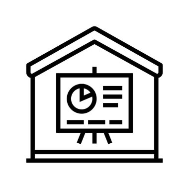 ev uzaktan sunum çizgisi simgesi vektörü. Ev uzaktan sunum işareti. izole edilmiş çizgi simgesi siyah illüstrasyon