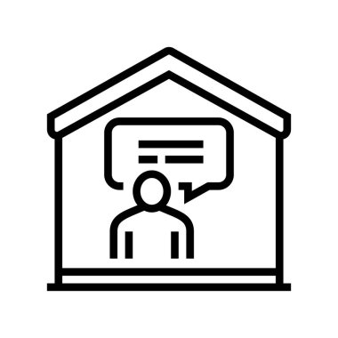 Konuşma ve iletişim hattı ikon vektörü. Konuşma ve iletişim işareti. izole edilmiş çizgi simgesi siyah illüstrasyon