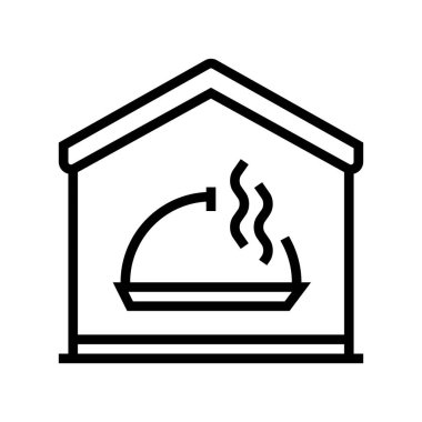 Uzaktan eğitim çizgisi ikon vektörünü pişiriyor. Uzaktan eğitim işareti. izole edilmiş çizgi simgesi siyah illüstrasyon