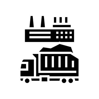 Çöp kamyonu ve bitki sembolü vektörü. Çöp kamyonu ve bitki tabelası. izole edilmiş çizgi simgesi siyah illüstrasyon