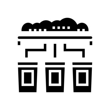 Çöp ayıklama makinesi sembol vektörü. Çöp ayıklama makinesi işareti. izole edilmiş çizgi simgesi siyah illüstrasyon