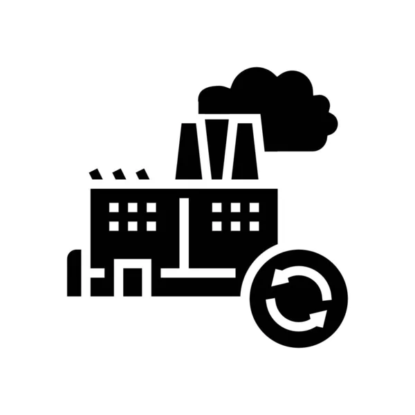 Garbege循环利用工厂字形图标向量 垃圾回收厂标志 孤立的等高线符号黑色插图 — 图库矢量图片