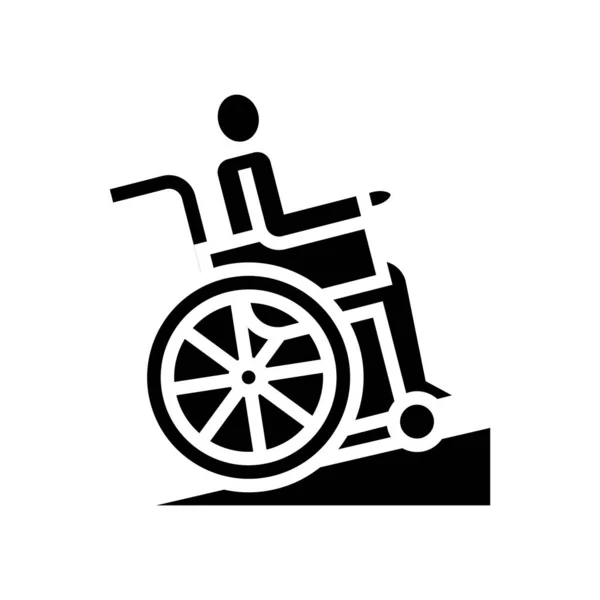 Disabled Wheelchair Riding Glyph Icon Vector Disabled Wheelchair Riding Sign — Stock Vector