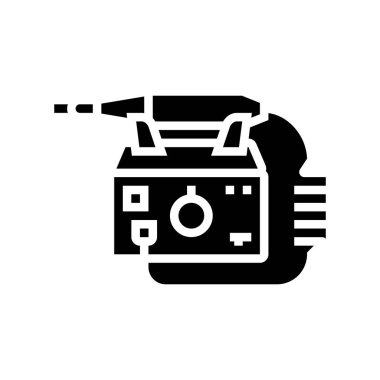 Elektrikli tırnak matkabı sembol vektörü. Elektrikli çivi matkabı. izole edilmiş çizgi simgesi siyah illüstrasyon