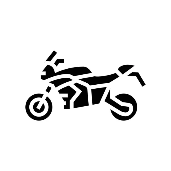 バイク輸送グリフアイコンベクトル バイクの交通標識 隔離された輪郭シンボルブラックイラスト — ストックベクタ