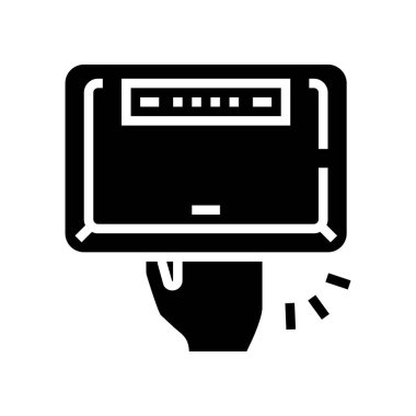 Manikür ultraviyole lamba aygıtı sembol vektörü. Manikür ultraviyole lamba işareti. izole edilmiş çizgi simgesi siyah illüstrasyon