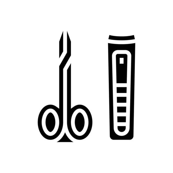 Nůžky Pinzeta Vektor Ikon Glyfu Nůžky Pinzeta Izolovaný Obrys Symbol — Stockový vektor