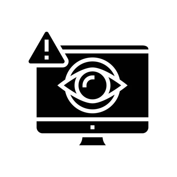 Computer Gebruiker Spion Glyph Pictogram Vector Computergebruiker Spionage Teken Geïsoleerde — Stockvector