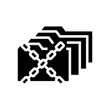 Koruyucu zincir simge vektörlü klasörler. Koruyucu zincir işaretli klasörler. izole edilmiş çizgi simgesi siyah illüstrasyon