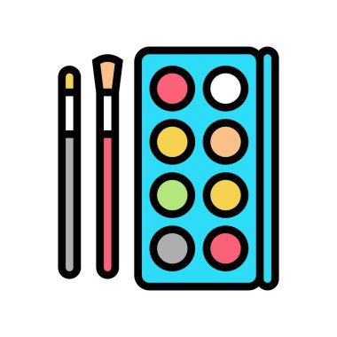 Makyaj malzemesi ve araçlar renk ikonu vektörü. Makyaj malzemeleri ve araç gereç tabelası. izole edilmiş sembol çizimi