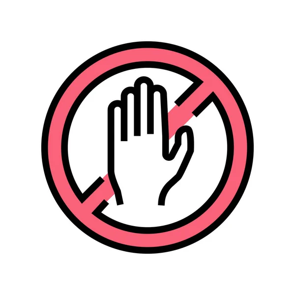 Μην Αγγίζετε Διαγραμμένο Σημάδι Διάνυσμα Εικονίδιο Χρώμα Μην Αγγίζετε Σβησμένο — Διανυσματικό Αρχείο