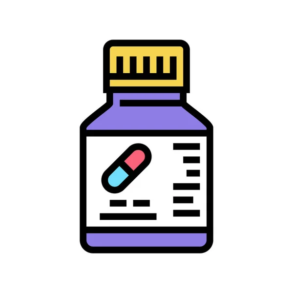 Lék Pilulky Láhev Barva Ikony Vektor Lahvička Léky Izolovaný Symbol — Stockový vektor