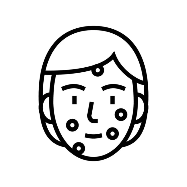 Gezicht Acne Lijn Pictogram Vector Gezicht Acne Teken Geïsoleerde Contour — Stockvector