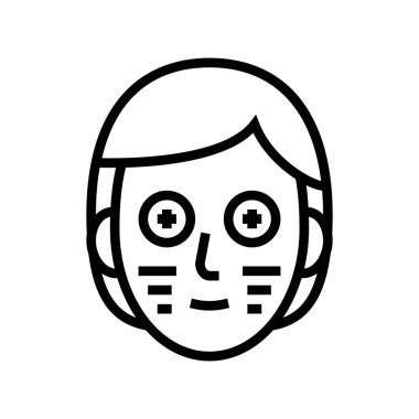 Yüz maskesi çizgisi ikon vektörü. Yüz maskesi işareti. izole edilmiş çizgi simgesi siyah illüstrasyon