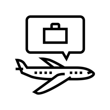 Hava yolculuğu ve çalışma çizgisi ikon vektörü. Hava yolculuğu ve çalışma işareti. izole edilmiş çizgi simgesi siyah illüstrasyon