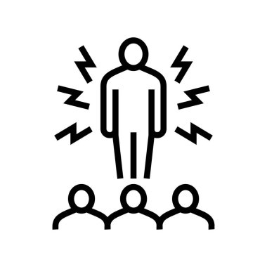 Kızgın işçi çizgisi ikon vektörü. Kızgın işçi işareti. izole edilmiş çizgi simgesi siyah illüstrasyon