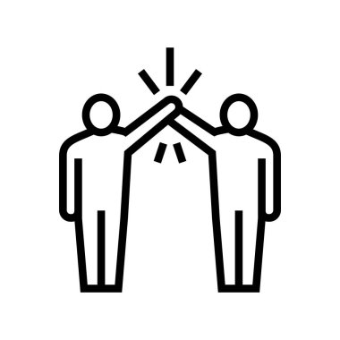 Meslektaşlar çizgi ikon vektörünü selamlıyor. Meslektaşlar selamlama işareti. izole edilmiş çizgi simgesi siyah illüstrasyon