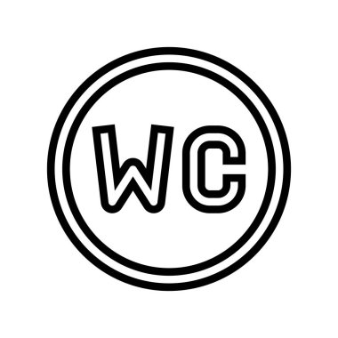 Tuvalet işareti simgesi vektörü. Tuvalet tabelası. izole edilmiş çizgi simgesi siyah illüstrasyon