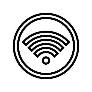 İnternet Wi-Fi işaret çizgisi simgesi vektörü. İnternet Wi-Fi işareti. izole edilmiş çizgi simgesi siyah illüstrasyon