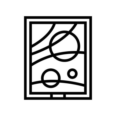 resim müzesi ikon çizgisi vektörü. Resim müzesi sergisi tabelası. izole edilmiş çizgi simgesi siyah illüstrasyon