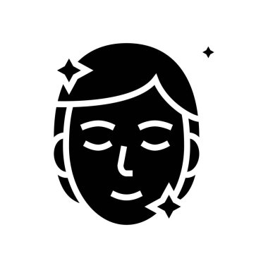 Temiz yüz derisi simge vektörü. Yüzü temiz. izole edilmiş çizgi simgesi siyah illüstrasyon