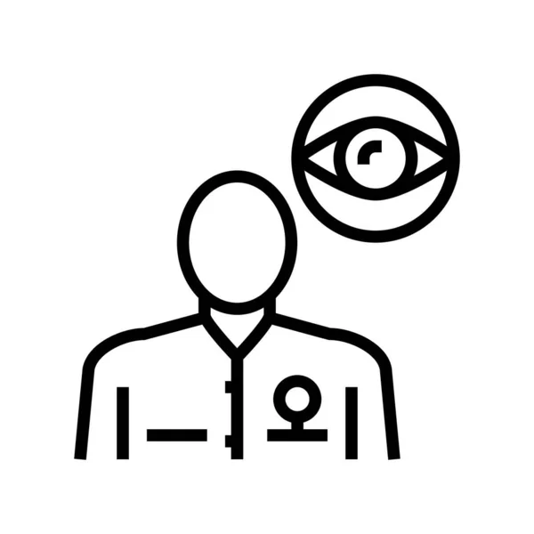 眼科医学专业线图标向量 眼科医学专家的标志 孤立的等高线符号黑色插图 — 图库矢量图片