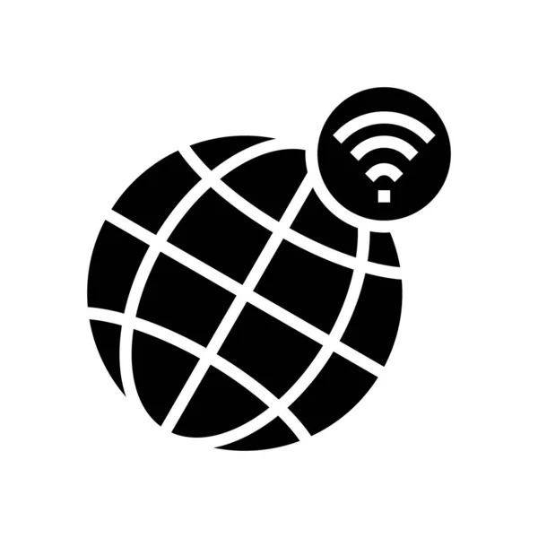 Conexión Wifi Mundial Glifo Icono Vector Señal Conexión Wifi Mundial — Vector de stock