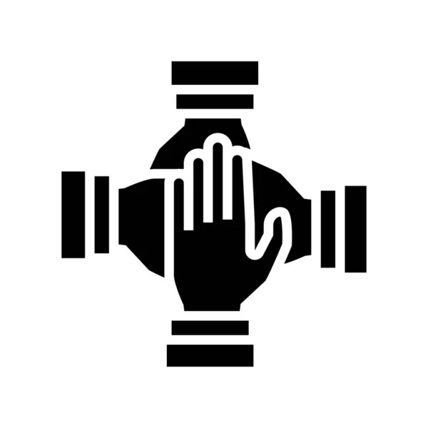 Teamwork Handschlag Glyphen Symbol Vektor Handschlag Zeichen Teamarbeit Isolierte Kontur — Stockvektor