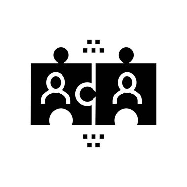 Takım yapboz sembolü vektörü. Bulmaca takımının işareti. izole edilmiş çizgi simgesi siyah illüstrasyon