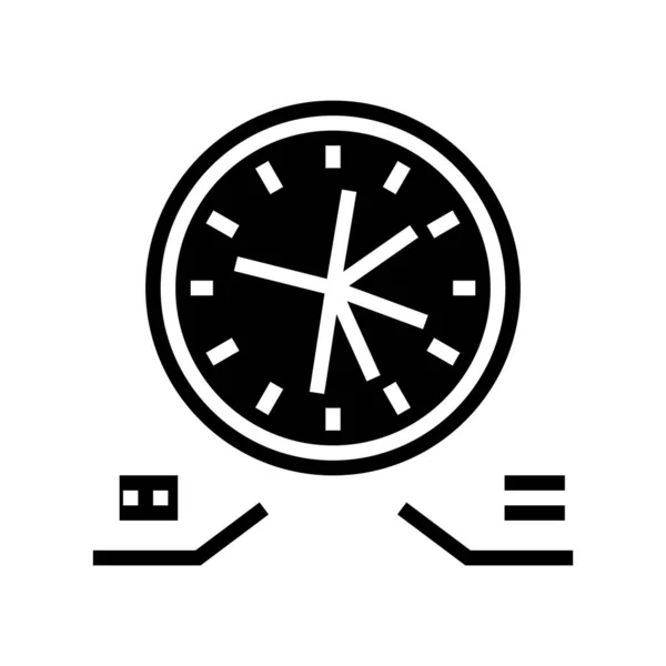 规划工作时间字形图标矢量 制定工作时间标志 孤立的等高线符号黑色插图 — 图库矢量图片