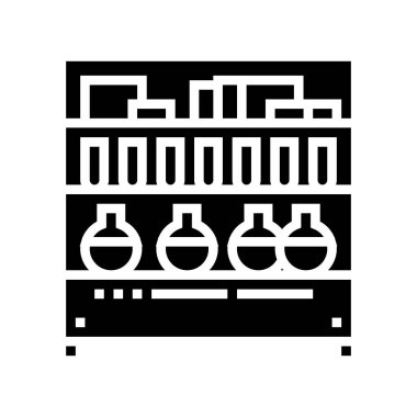 İlaç imalat malzemeleri glyph ikon vektörü. İlaç imalatı malzemeleri imzası. izole edilmiş çizgi simgesi siyah illüstrasyon