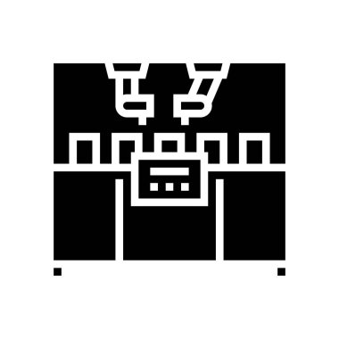 Tıbbi ilaç imalatı ekipman simge ikonu taşıyıcısı. Tıbbi imalat hapları teçhizatı. izole edilmiş çizgi simgesi siyah illüstrasyon