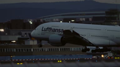 Airbus A380 Lufthansa Havayolları Frankfurt'a yaklaşırken am Main Havaalanı