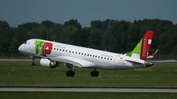 Avião aterrissando na pista — Vídeo de Stock