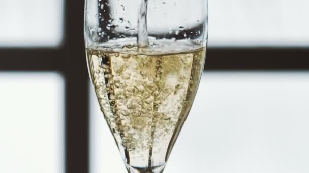 Verter champán en copas — Vídeo de stock