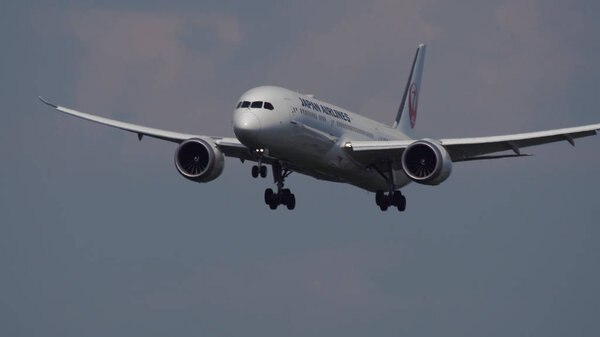 Boeing 787 Dreamliner of Japan airlines prepare to landing