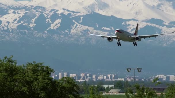 Hong Kong Havayolları'na ait uçak iniş için yaklaşıyor — Stok video